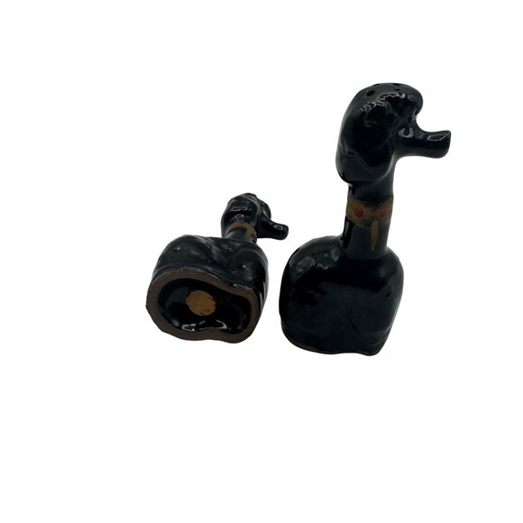 Vintage Black Poodle Salt & Pepper Shakers Hand-Painted Ceramic - Picture 6 of 6